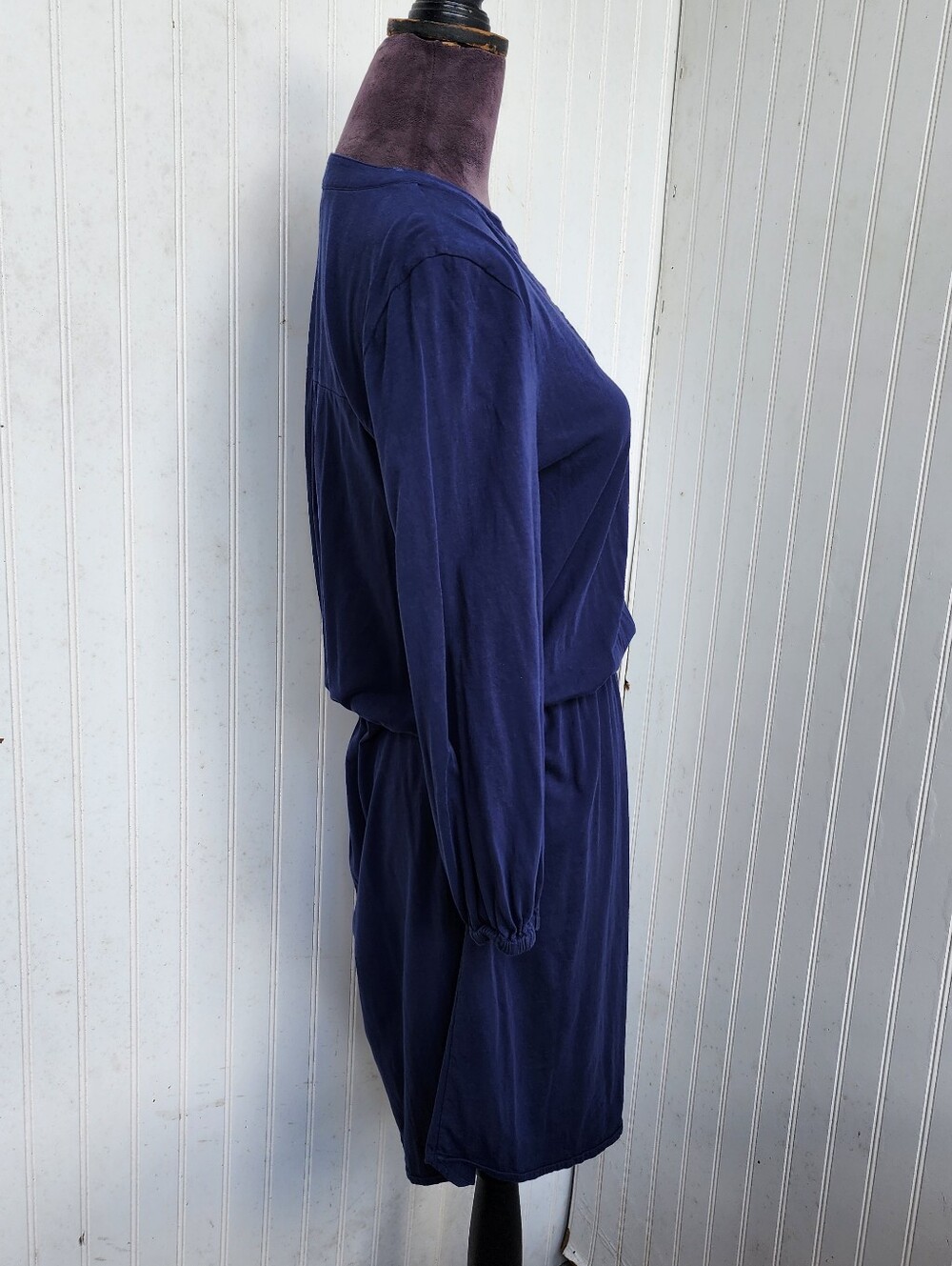 LILLY PULITZER Beckett Blouson Jersey Dress Navy Blue 3/4 Sleeve Pima Cotton M - Picture 8 of 16